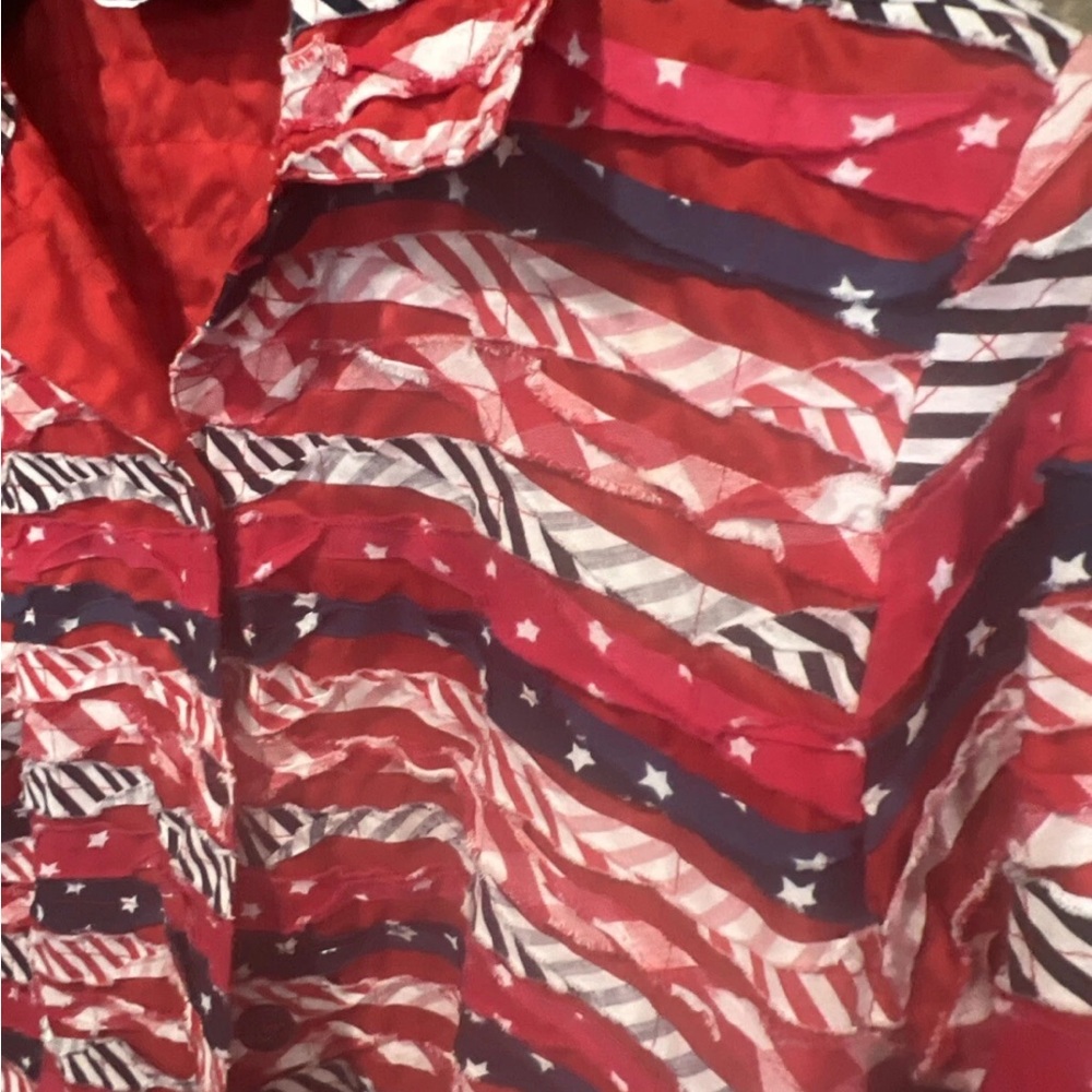 Vintage Keren Hart Quilted Patchwork Jacket Americana USA Flag Print Size L - Picture 5 of 10